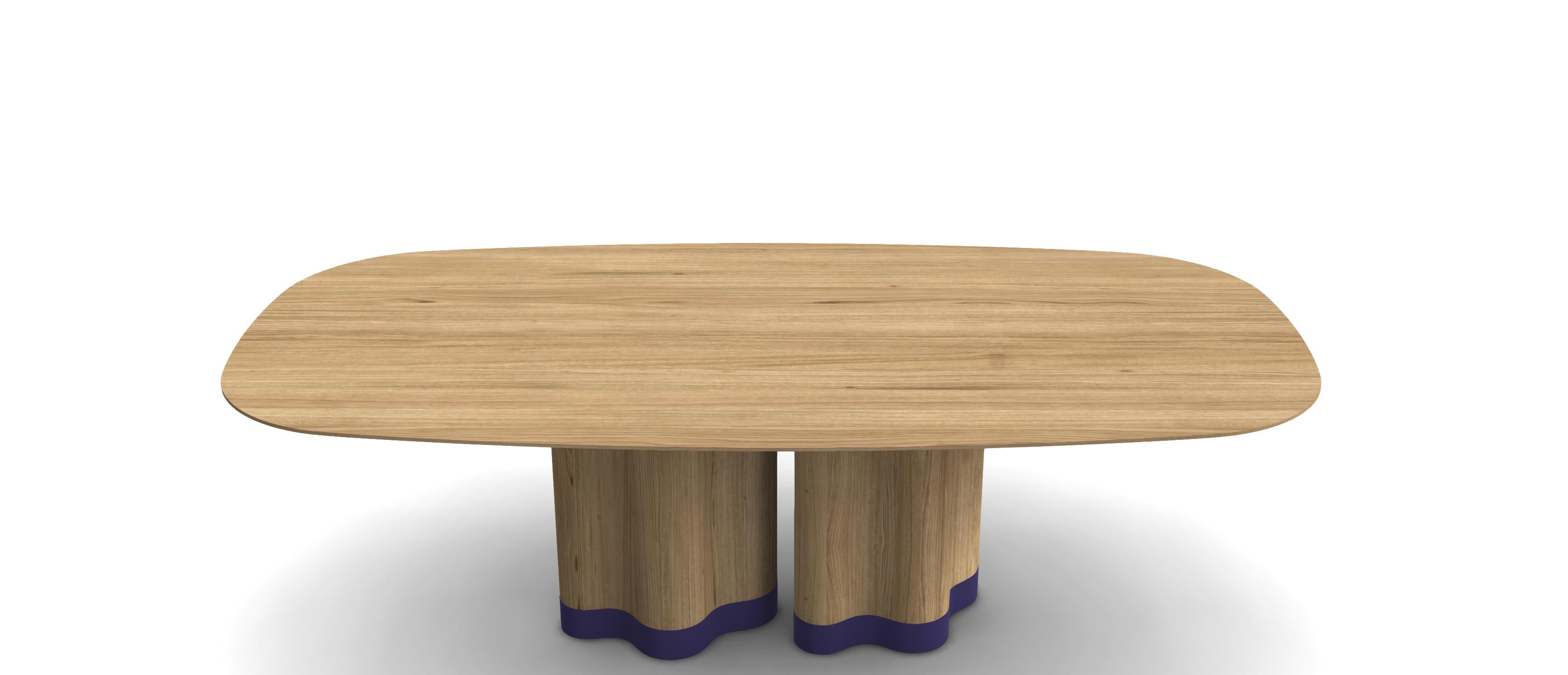 Moderne Table ovale en bois massif ou laqué (base et plateau) en vente