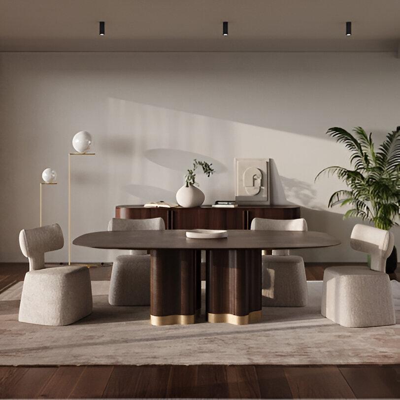 Fait main Table ovale en bois massif ou laqué (base et plateau) en vente