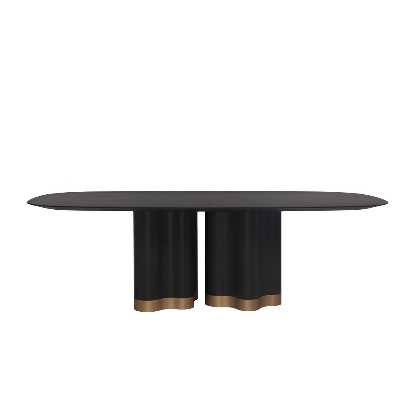 Fait main Table ovale en bois massif ou laqué (base et plateau) en vente