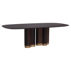 Shaped Oval Table In Solid Wood or Lacquered Base and Top