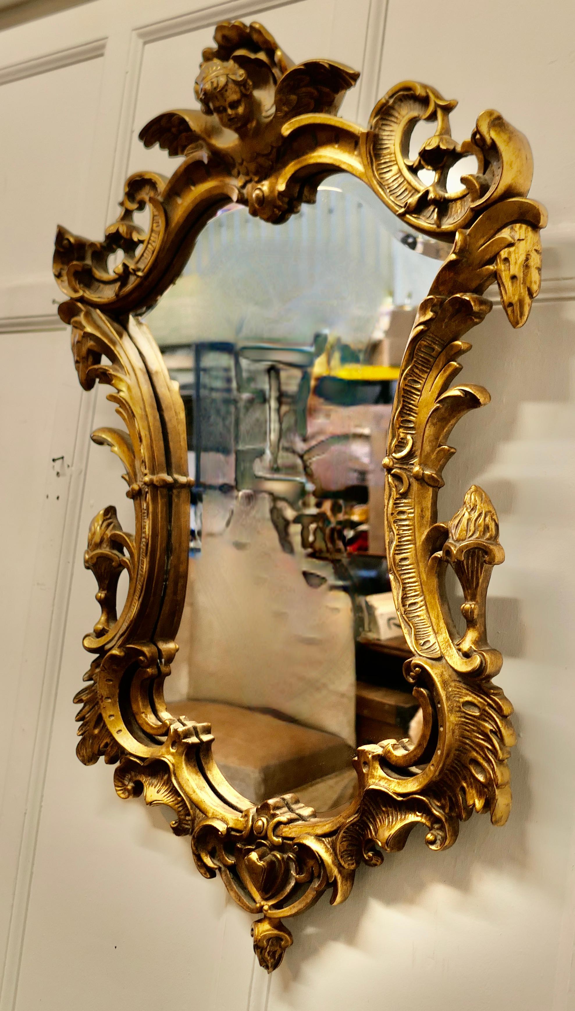 Resin Shaped Rococo Style Gilt Wall Mirror For Sale
