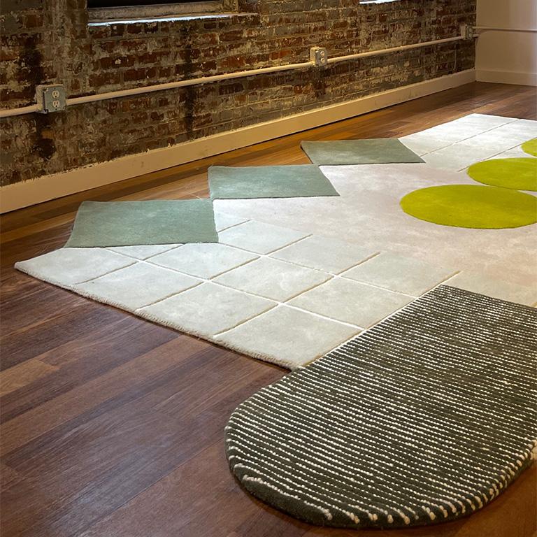 Wool Shaped Area Rug by Diego Olivero Studio  For Sale