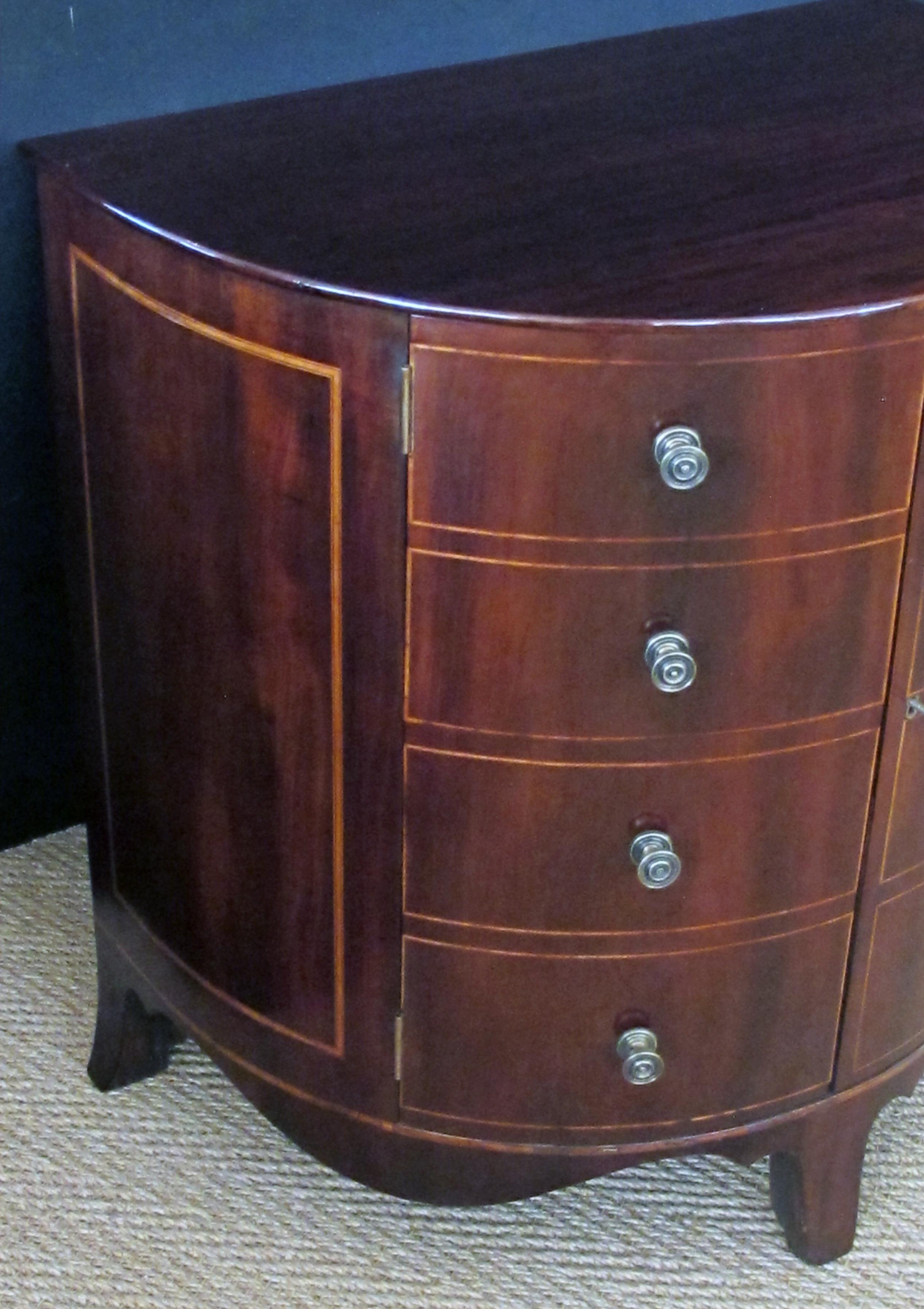 19th Century Shapely and Elegant English Regency Mahogany Two-Door Demilune Chest/Cabinet