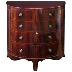 Shapely and Elegant English Regency Mahogany Two-Door Demilune Chest/Cabinet