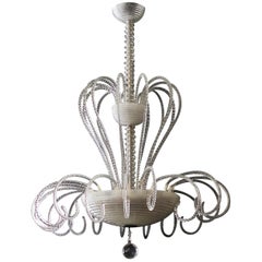 Shapely and Good Quality Murano 1950s Three-Light Waterfall Chandelier