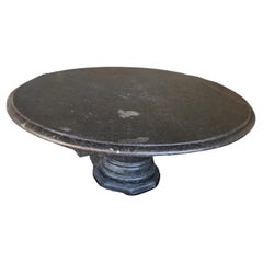 Shapely Carved Belgian Bluestone Round Dining/Center Table w Baluster-Form  Base
