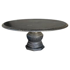 Large Carved Belgian Bluestone Round Dining/Center Table w/ Baluster-Form  Base