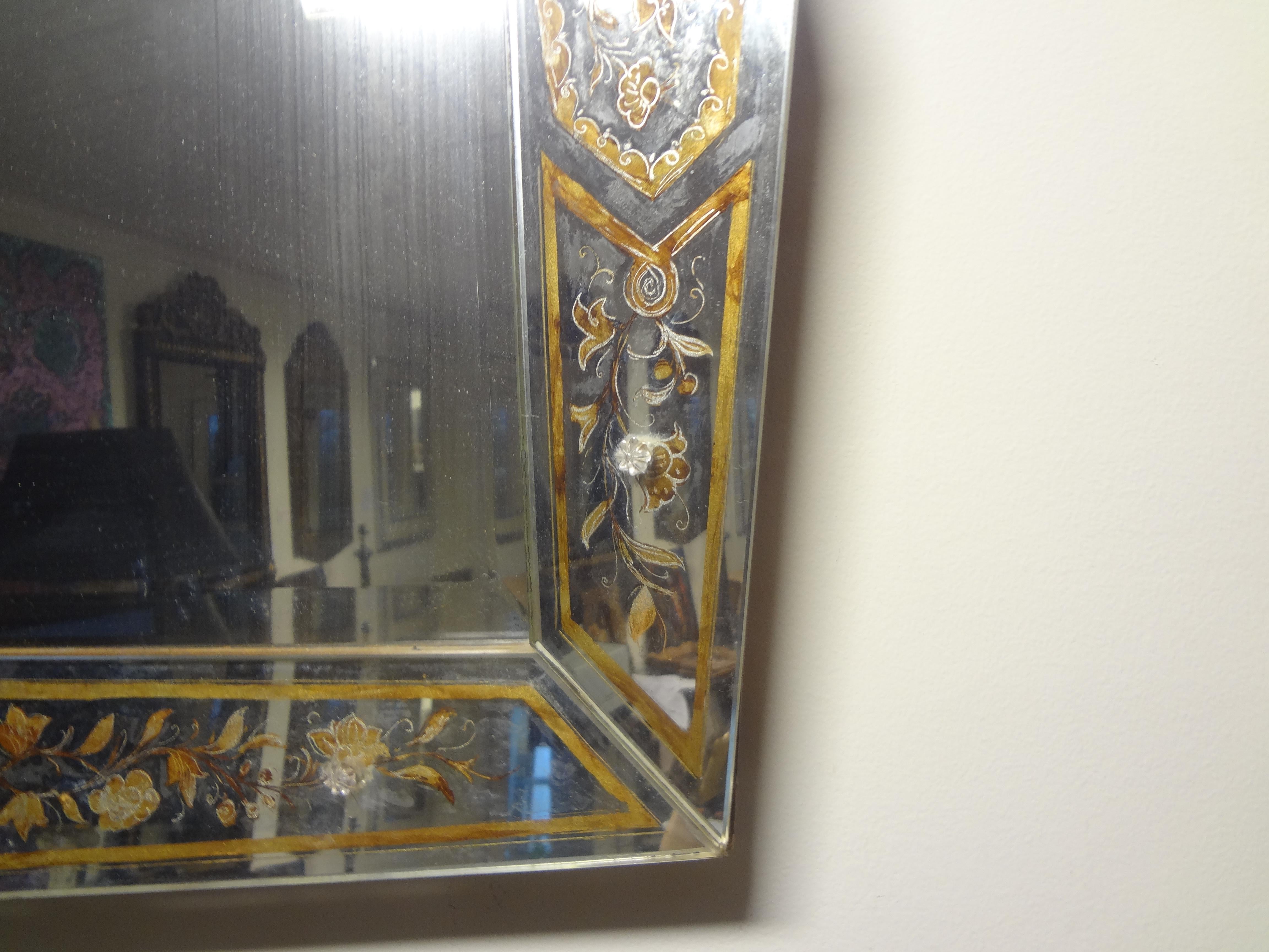 Art Deco Shapely French Eglomise Beveled Mirror