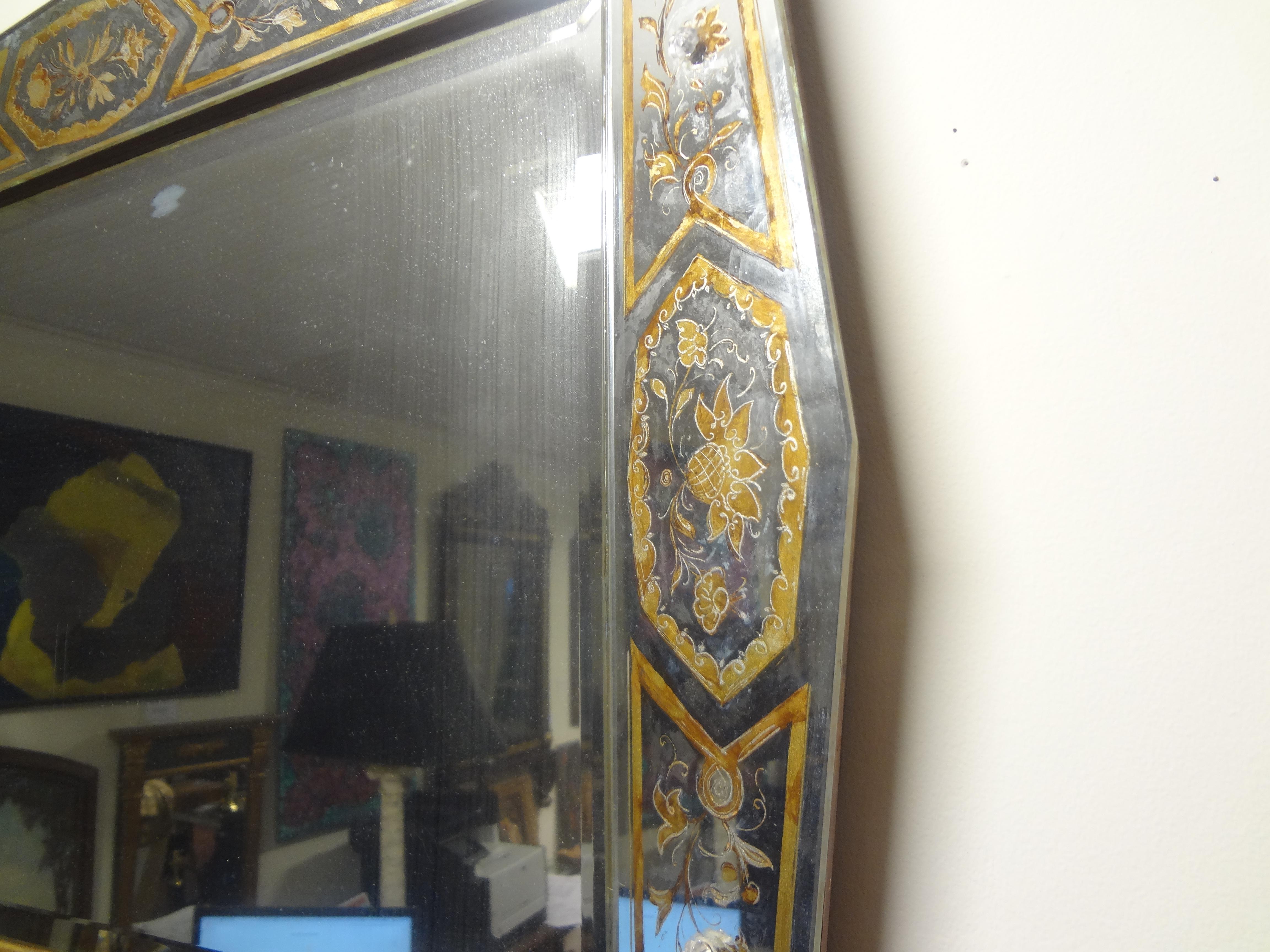 Italian Shapely French Eglomise Beveled Mirror