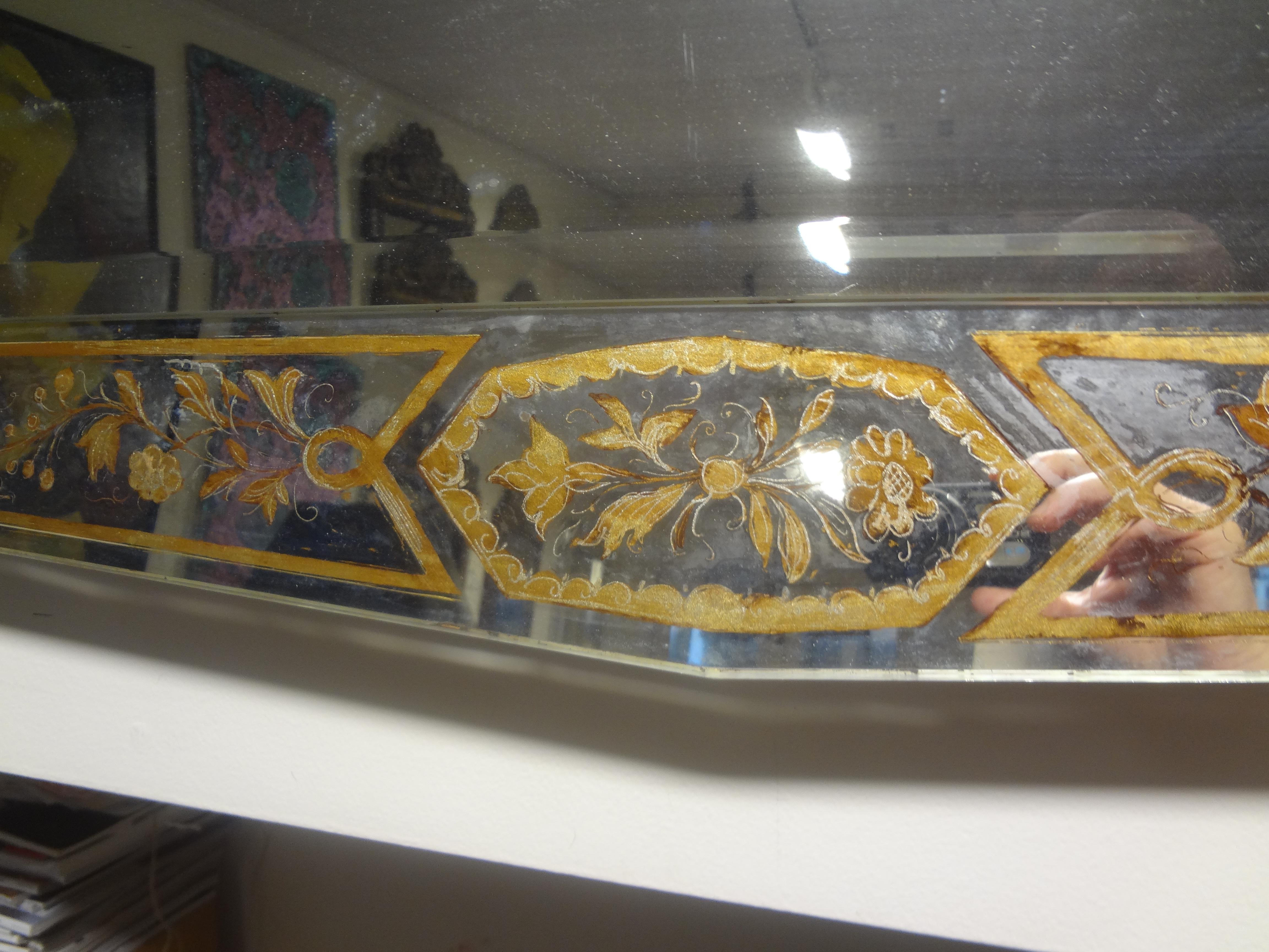 Shapely French Eglomise Beveled Mirror In Good Condition In Houston, TX