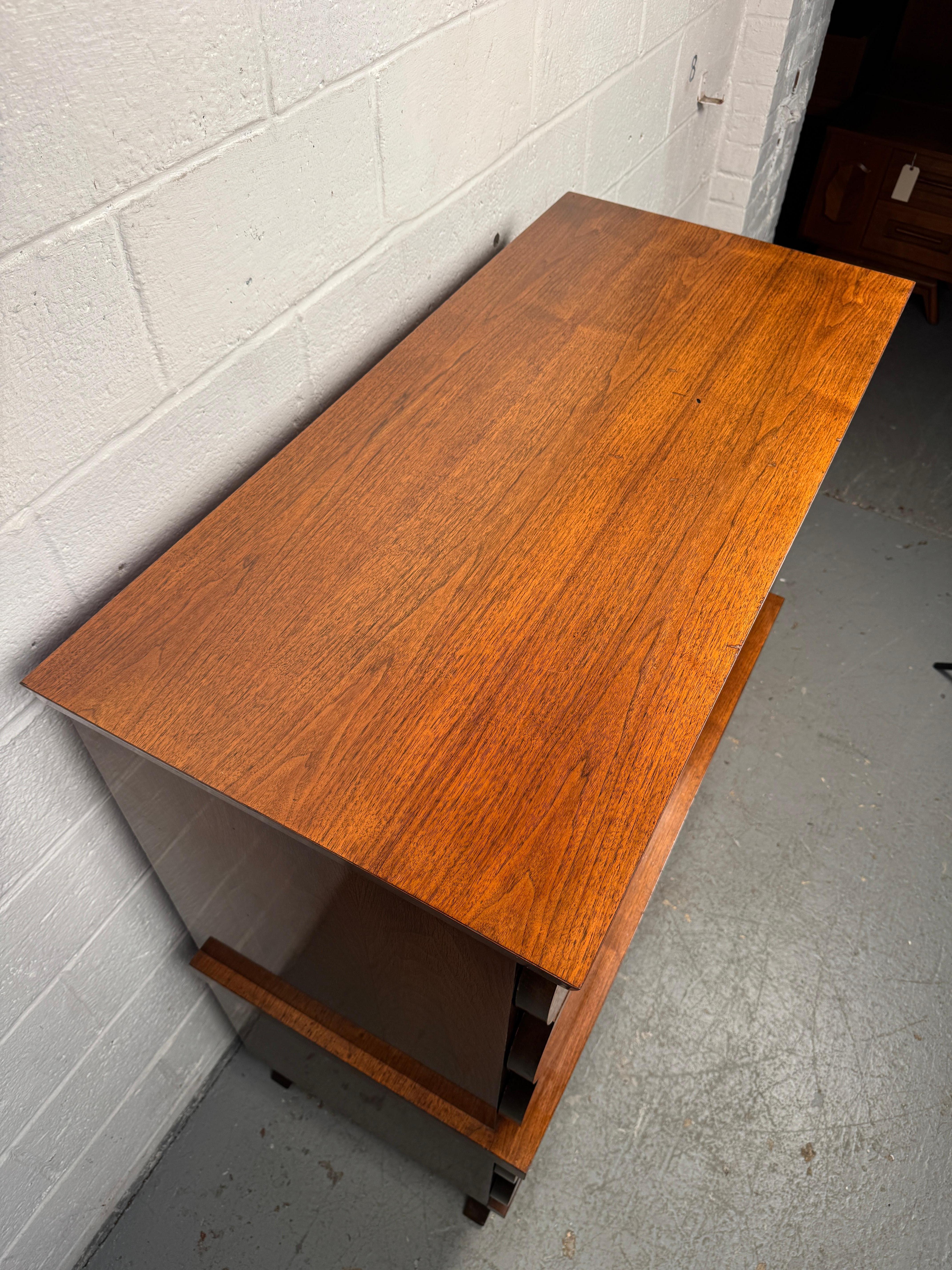 Shapely Mid-Century Modern Walnut Highboy Dresser For Sale 3