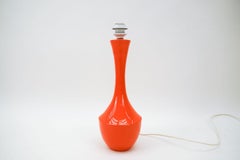Shapely Orange Ceramic Table Lamp, Made in Italy 1960s