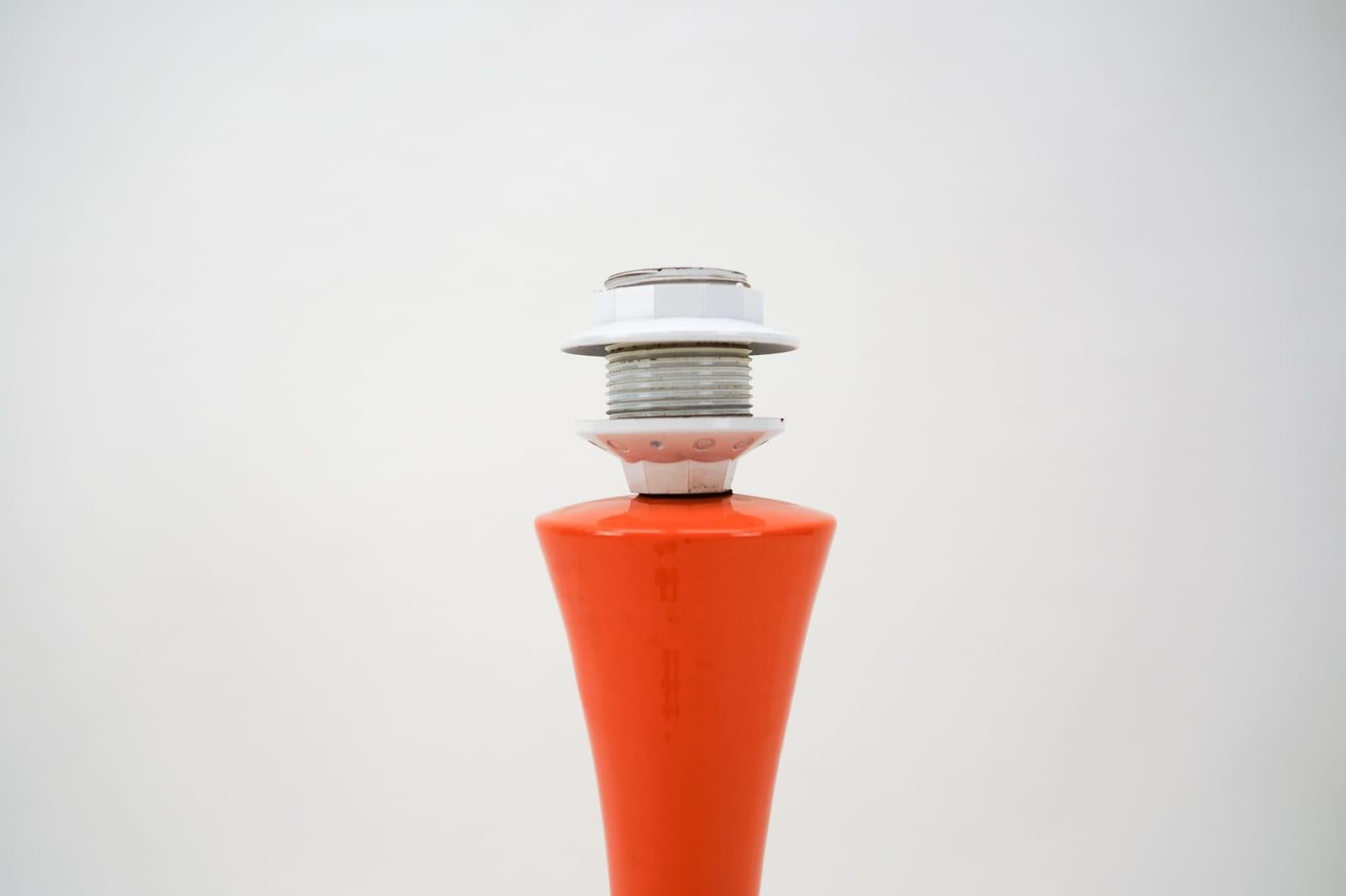 Mid-20th Century Shapely Orange Ceramic Table Lamp, Made in Italy 1960s For Sale