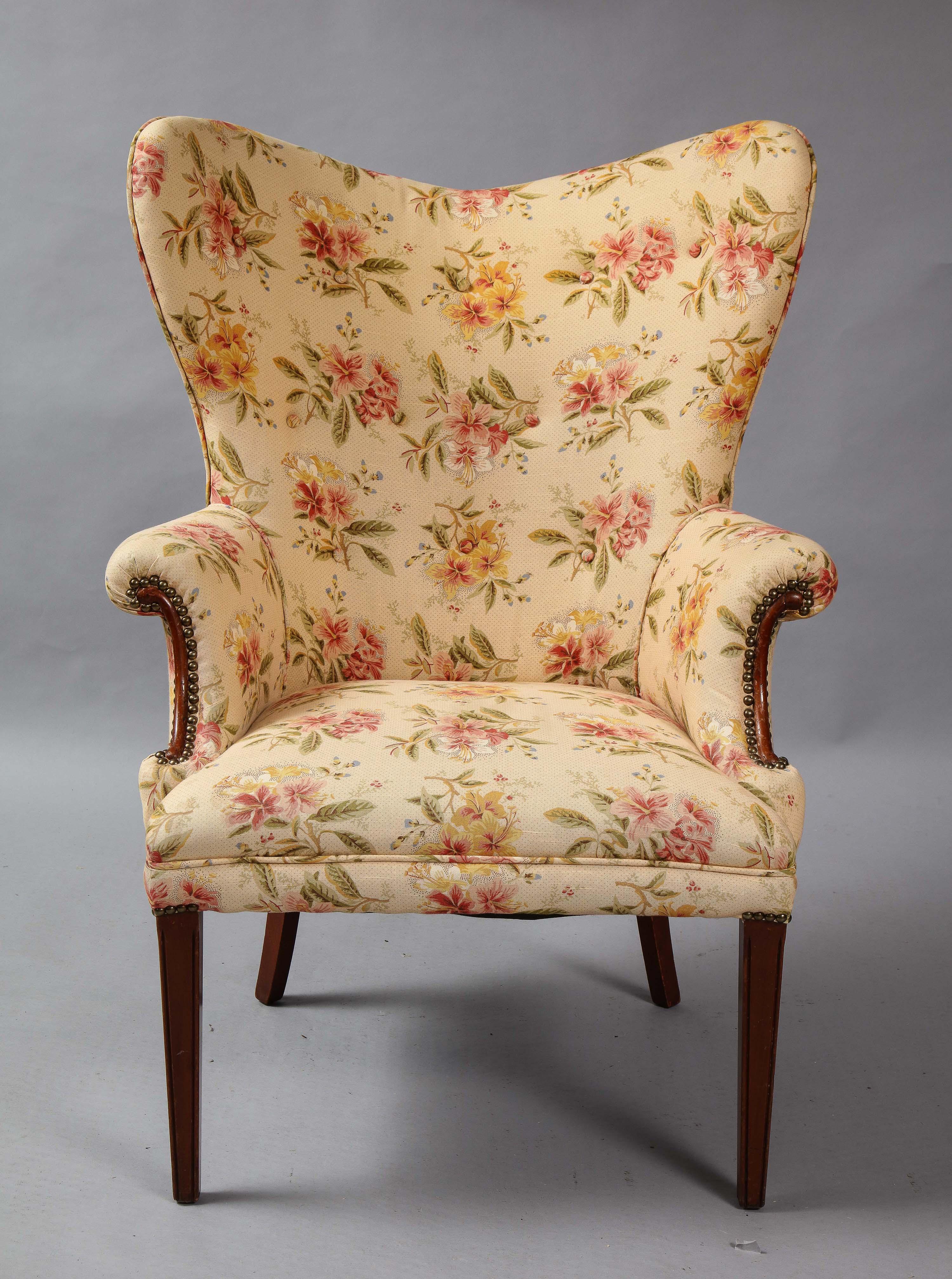 Shapely Pair of Wing Chairs 8