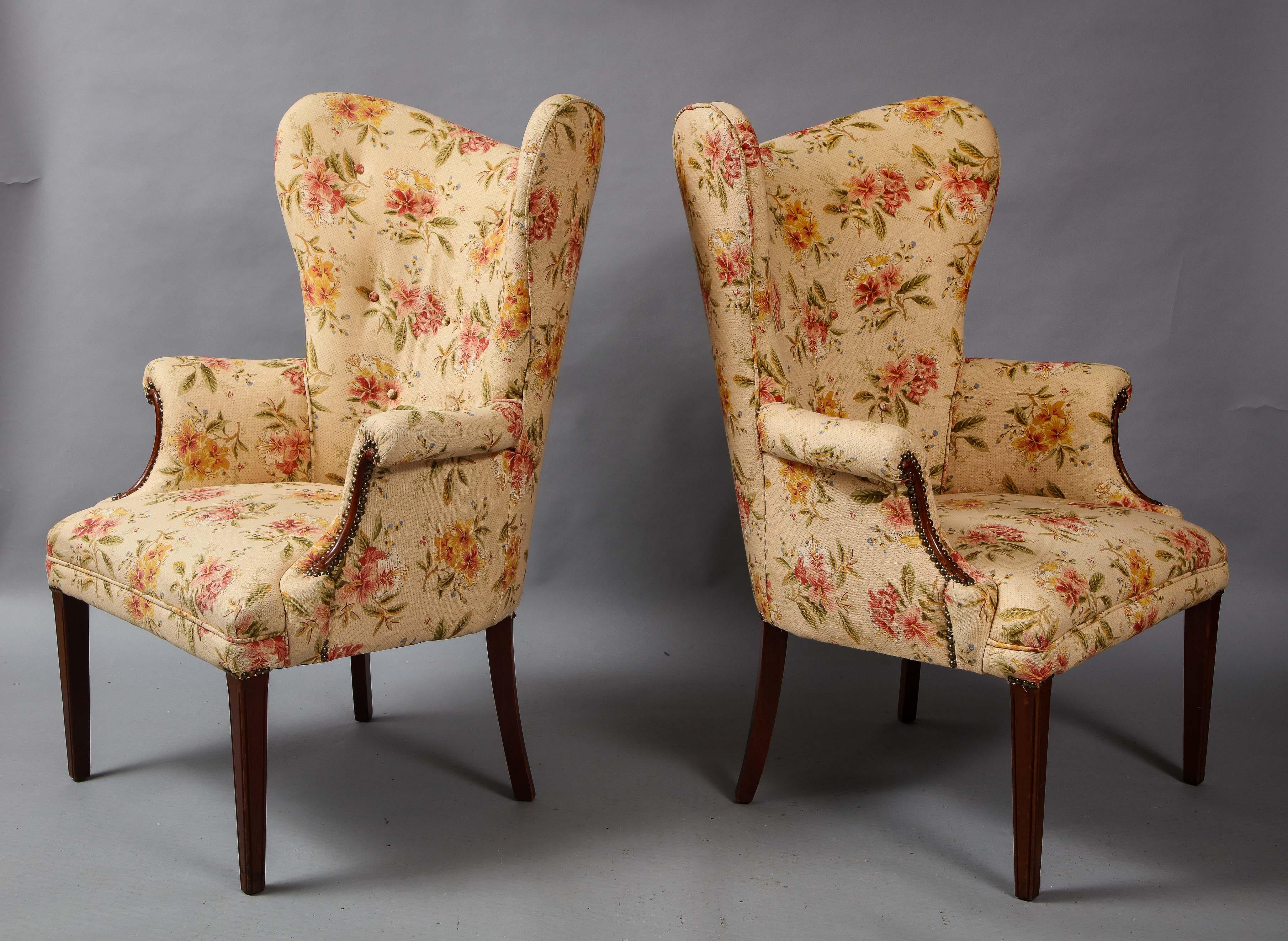 Shapely Pair of Wing Chairs 1