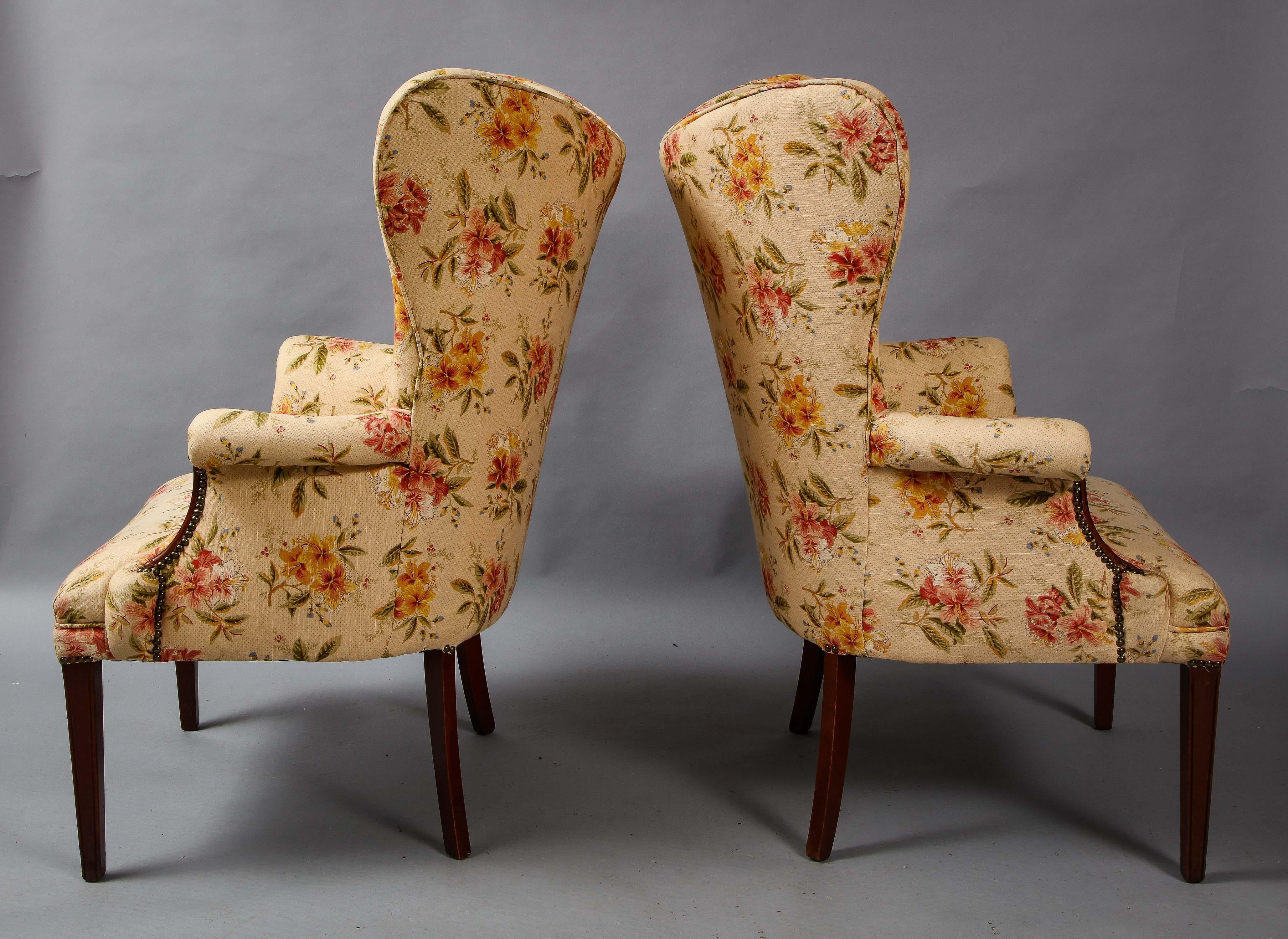 Shapely Pair of Wing Chairs 2