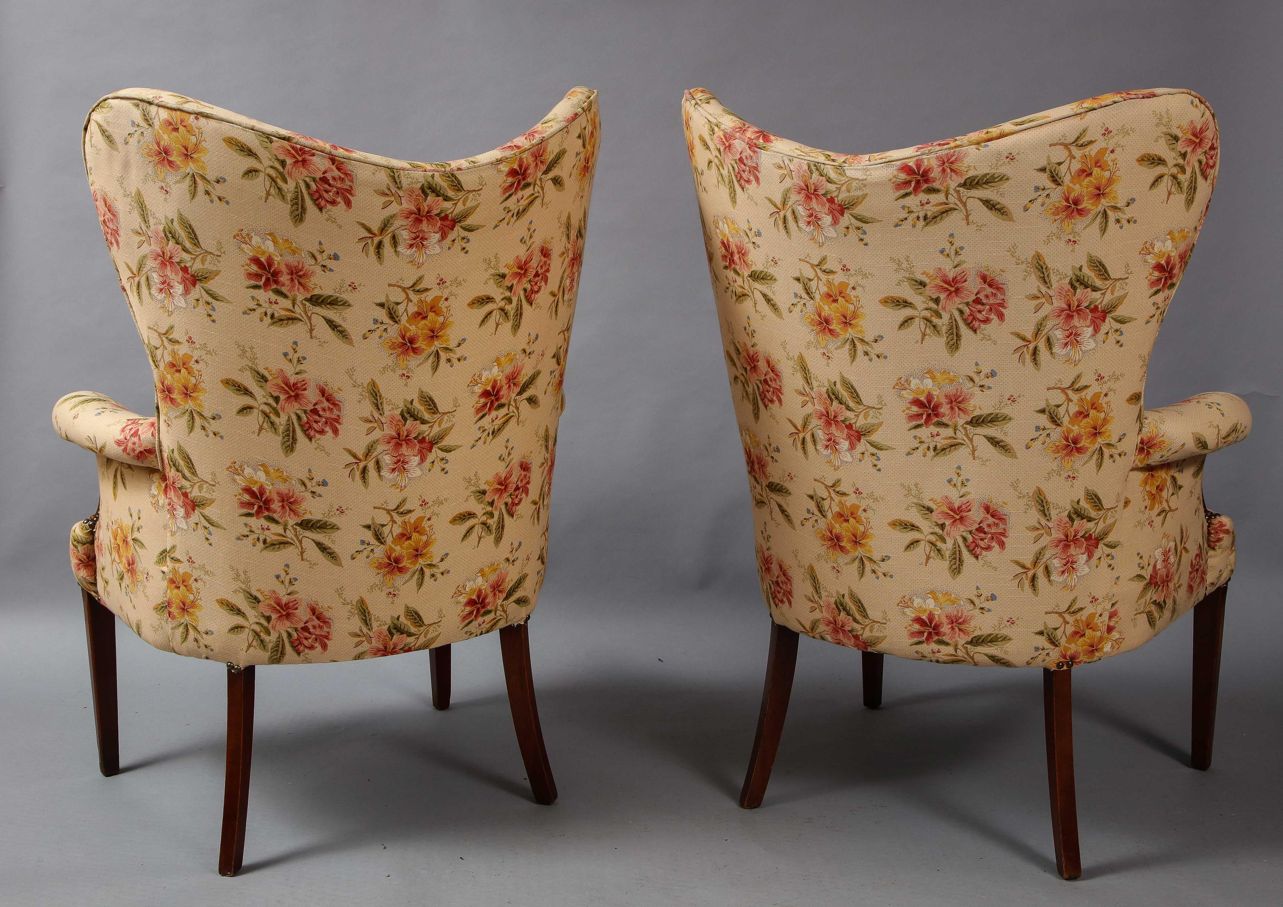 Shapely Pair of Wing Chairs 3