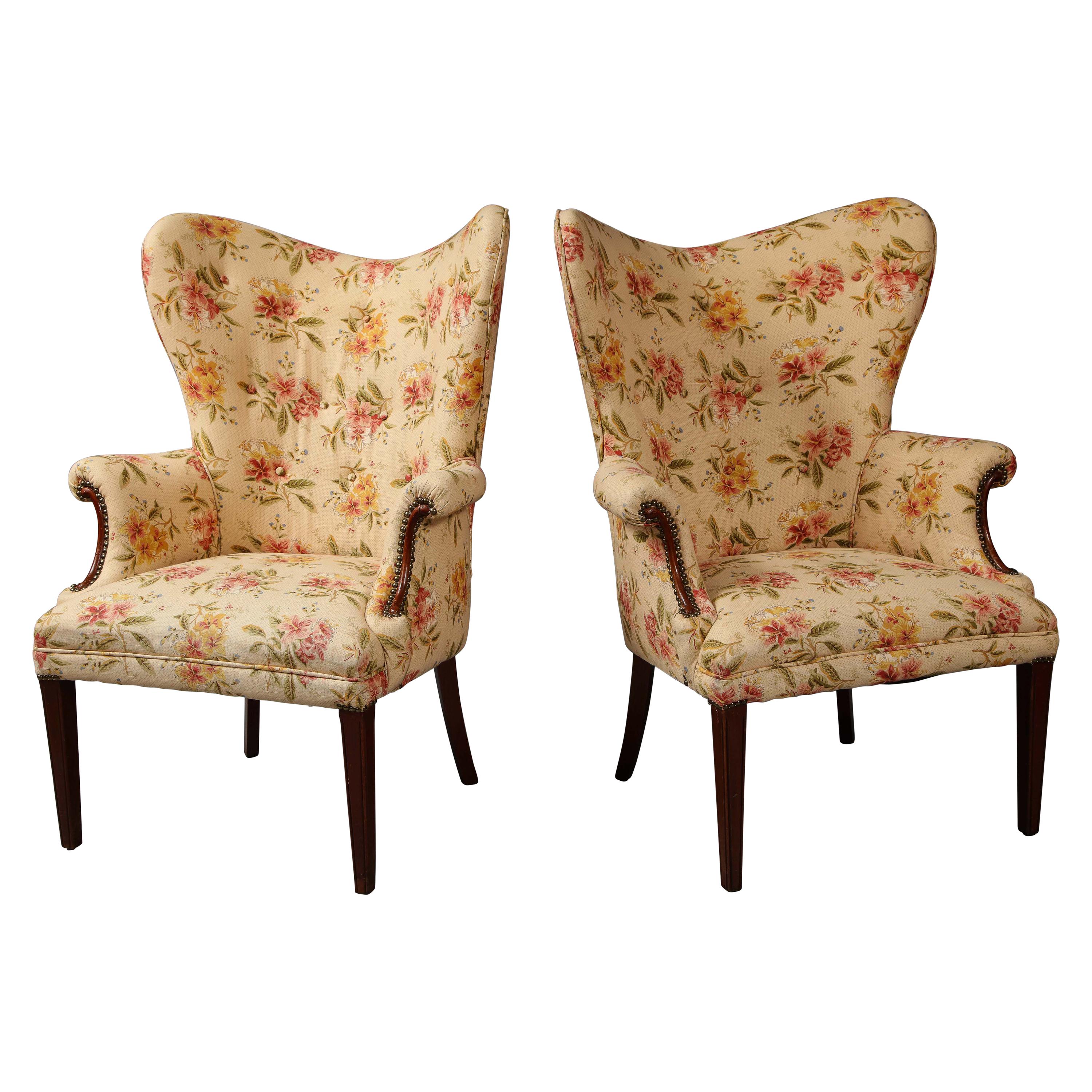 Shapely Pair of Wing Chairs