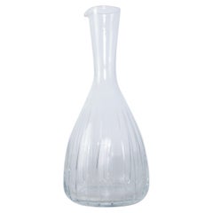 Vintage Shapely Ribbed Glass Carafe Bird Design Style of Timo Sarpaneva, Finland, 1950s