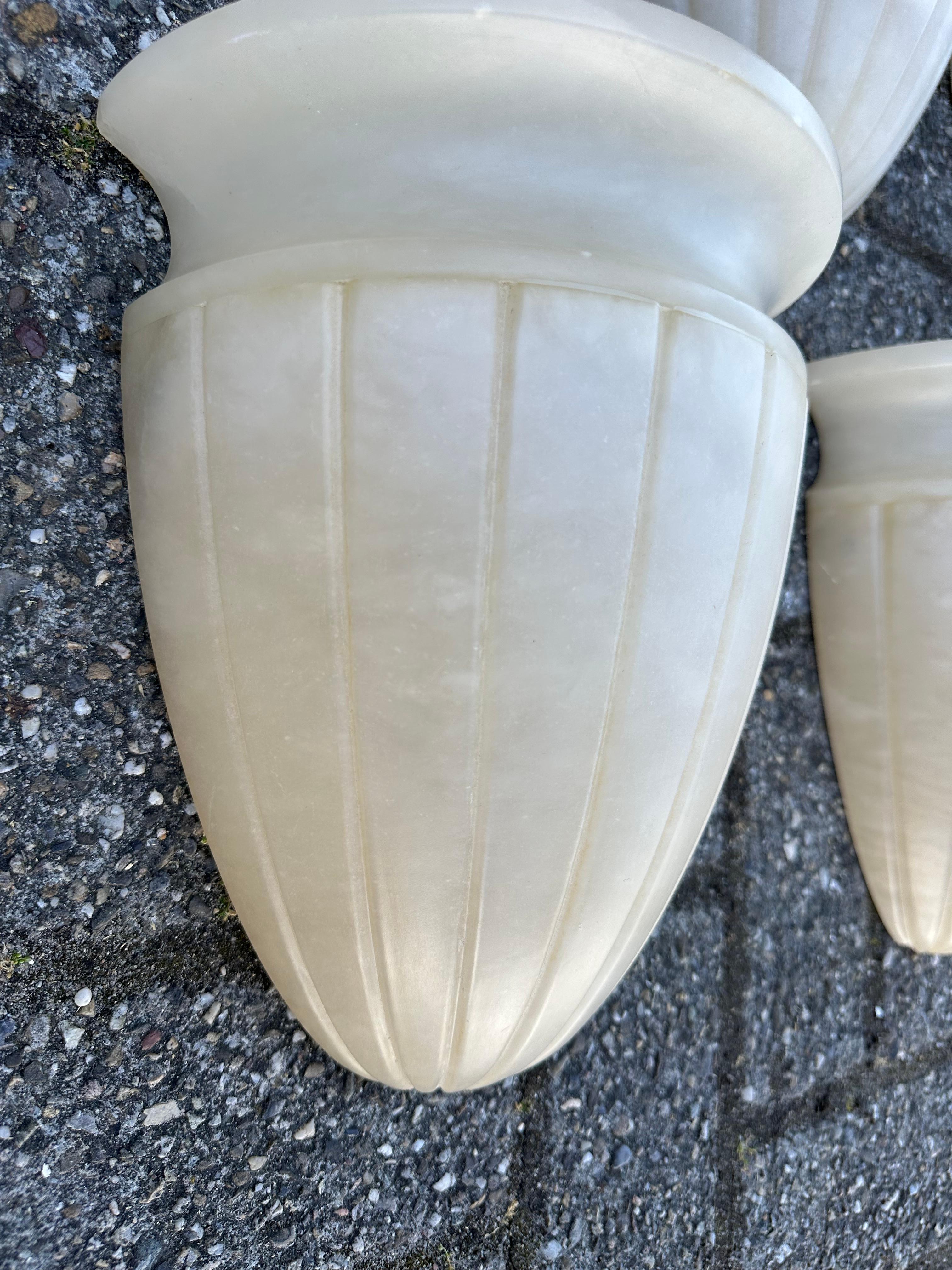 Shapely Set of 5 Midcentury Modern Art Deco Design Alabaster Wall Sconces, Lamps 5