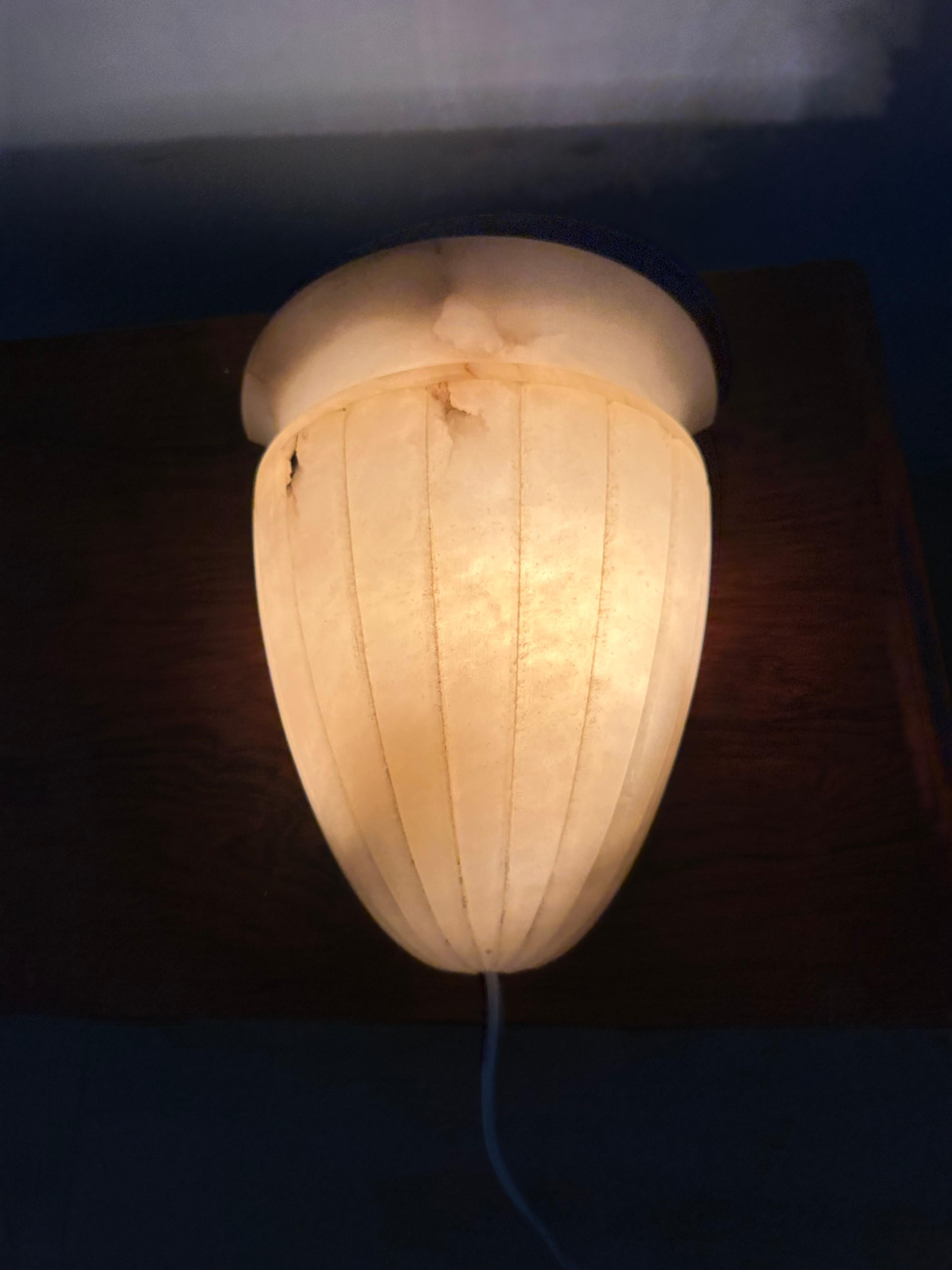 Shapely Set of 5 Midcentury Modern Art Deco Design Alabaster Wall Sconces, Lamps 8