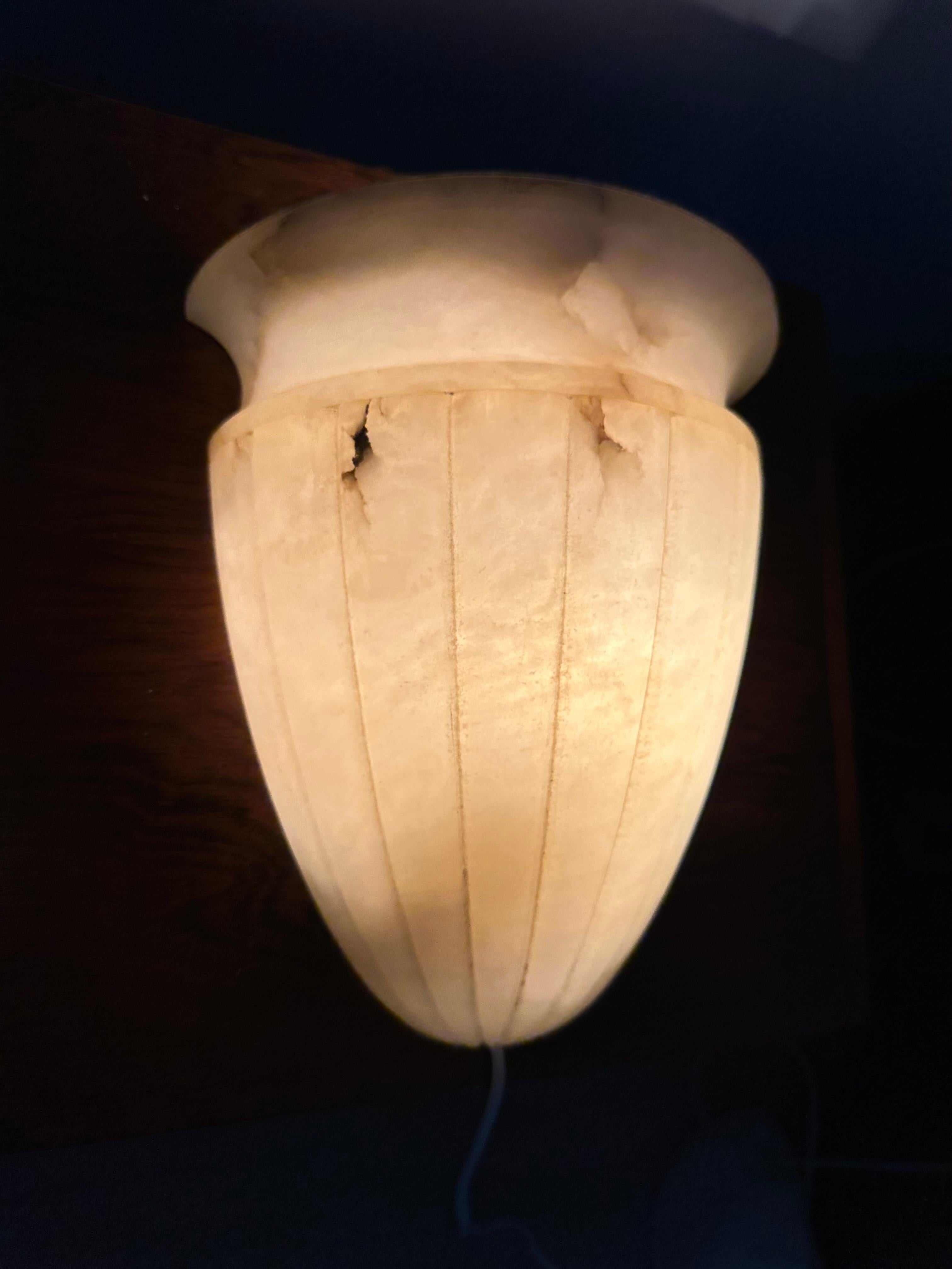 Shapely Set of 5 Midcentury Modern Art Deco Design Alabaster Wall Sconces, Lamps 1