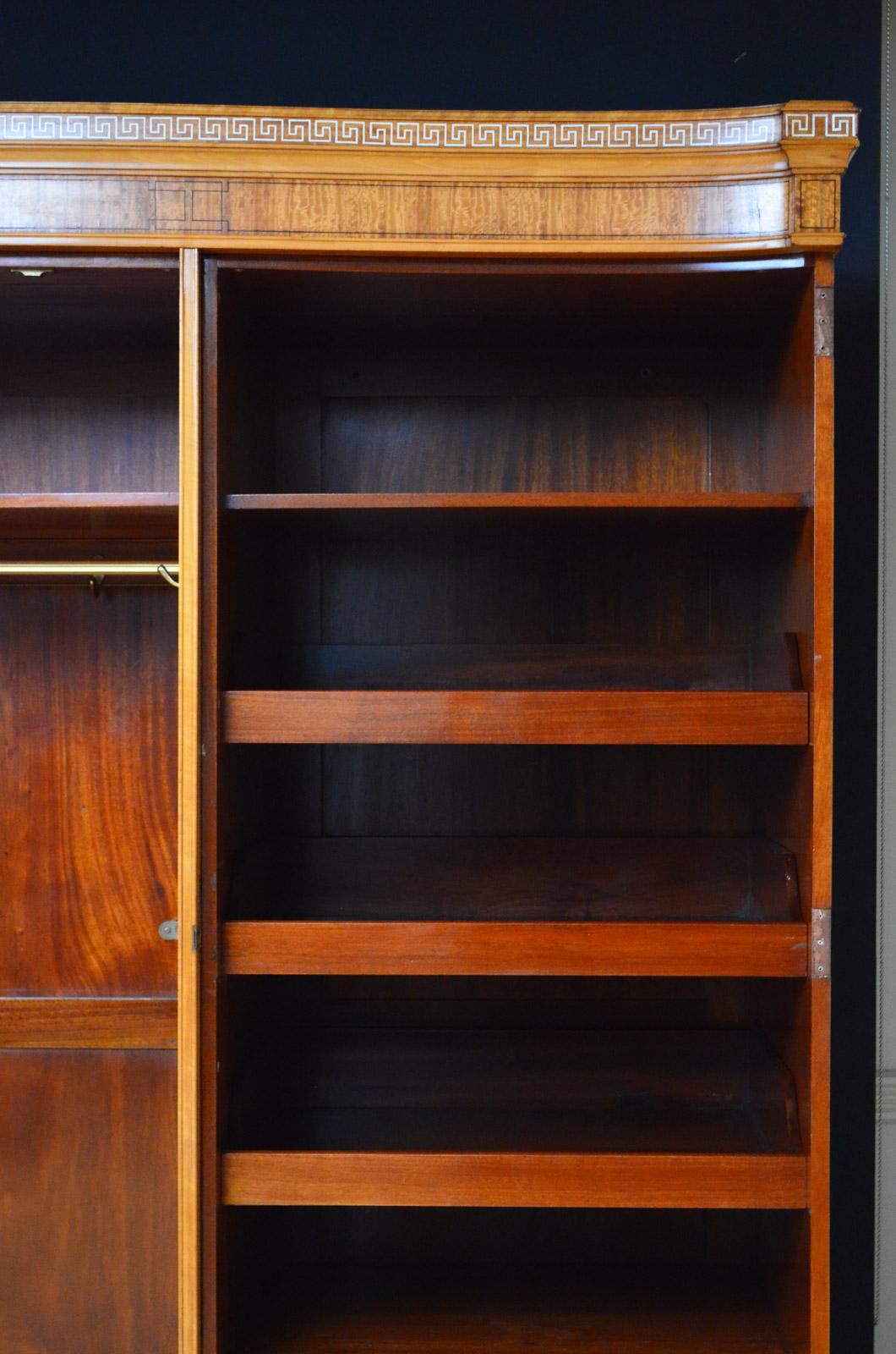 Edwardian Shapland and Petter Satinwood Bedside 3-Door Wardrobe