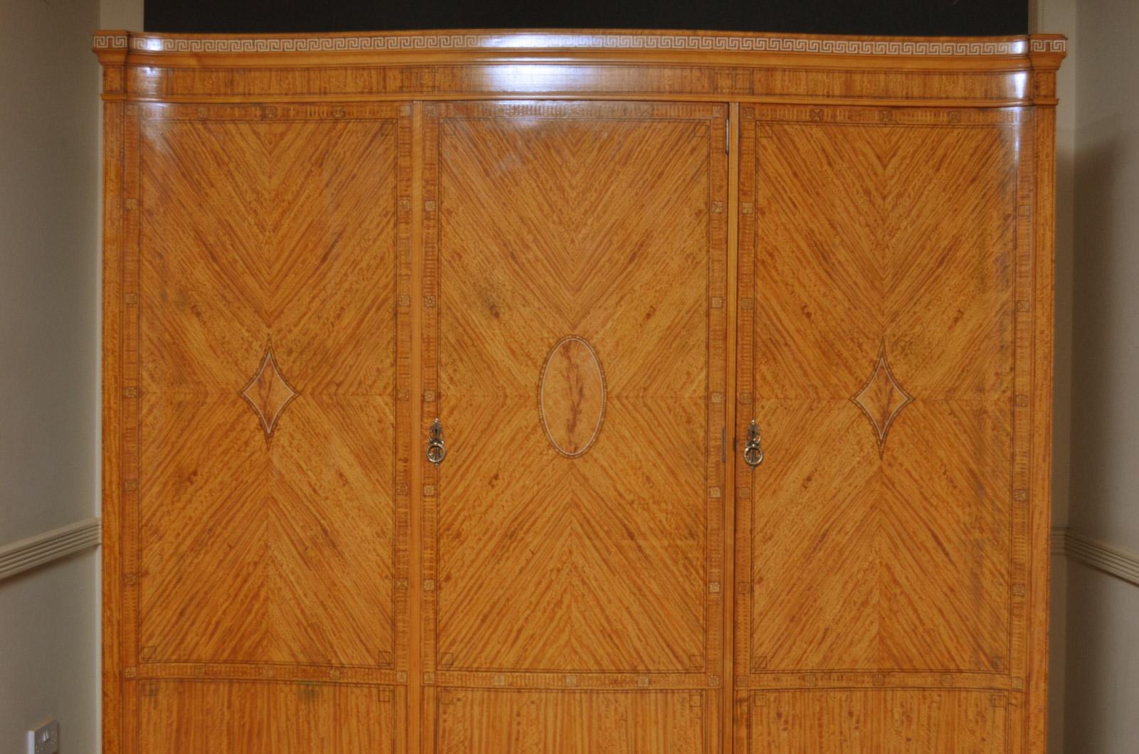 Shapland and Petter Satinwood Bedside 3-Door Wardrobe 3