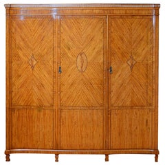 Antique Shapland and Petter Satinwood Bedside 3-Door Wardrobe