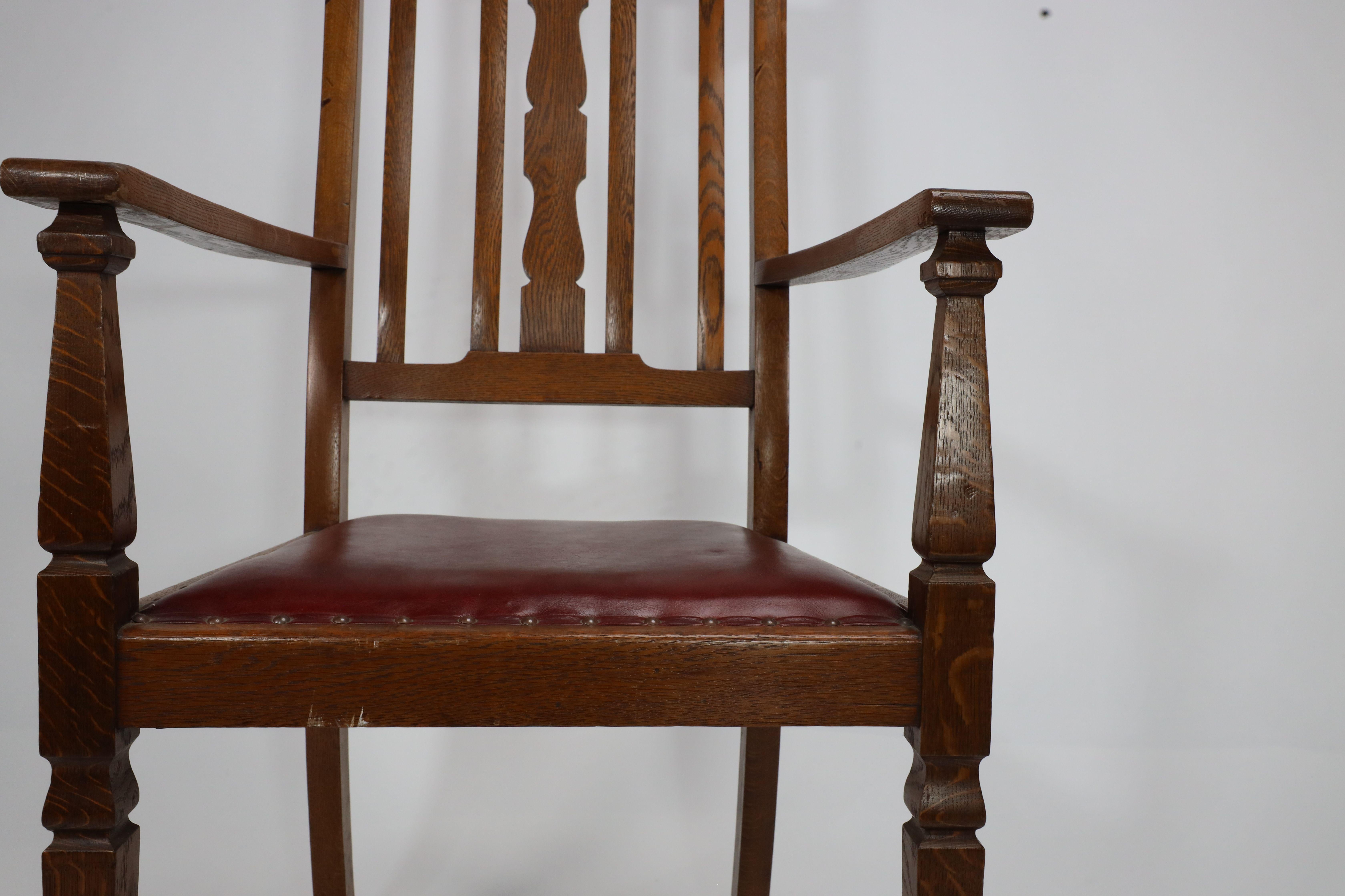 Shapland und Petter. Drei Arts and Craft Eichen-Esszimmer-Sessel im Angebot 5