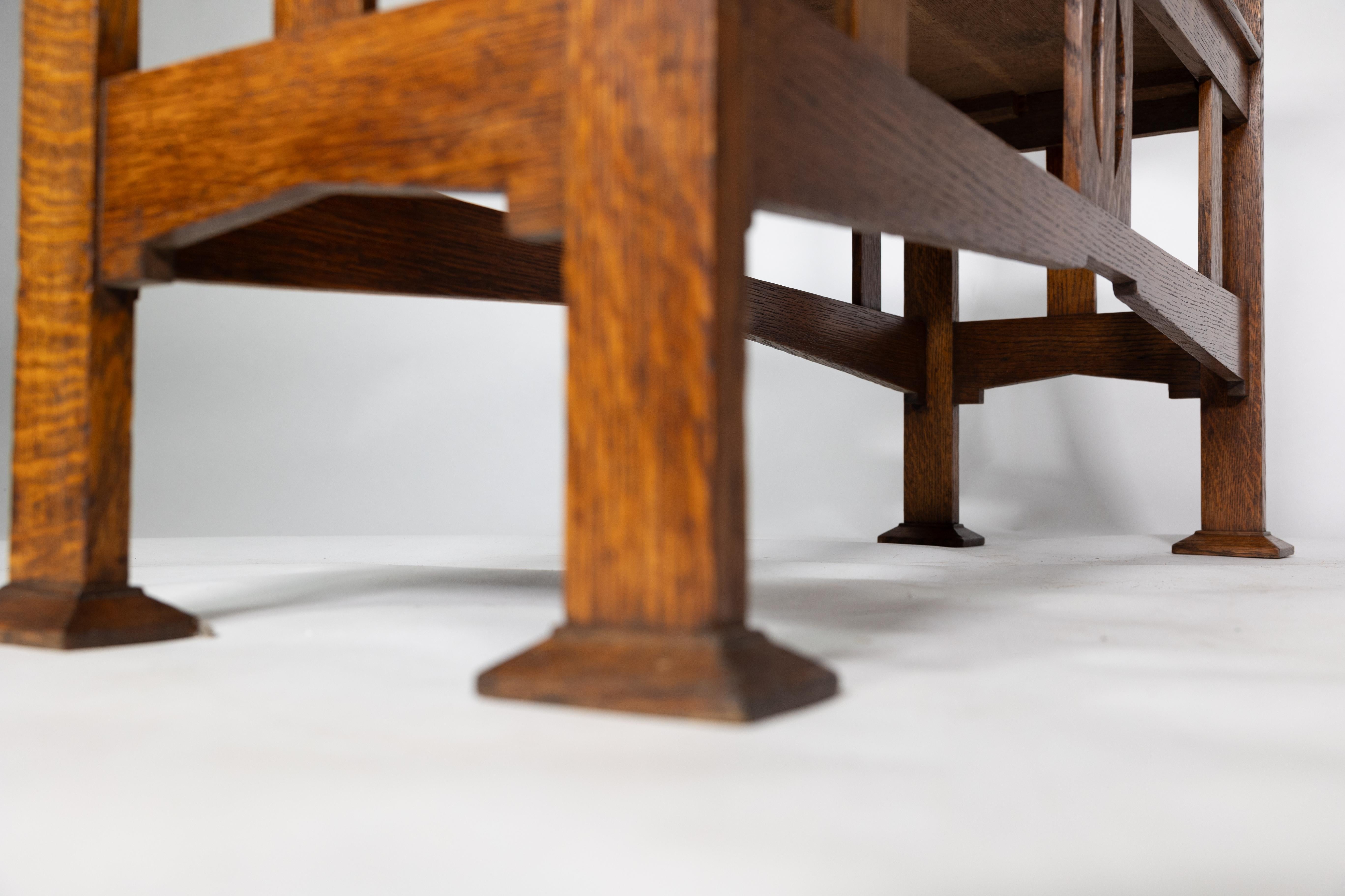 Shapland & Petter, Ein guter Arts & Craft Doppelklavierhocker oder Fensterbank aus Eiche im Angebot 8