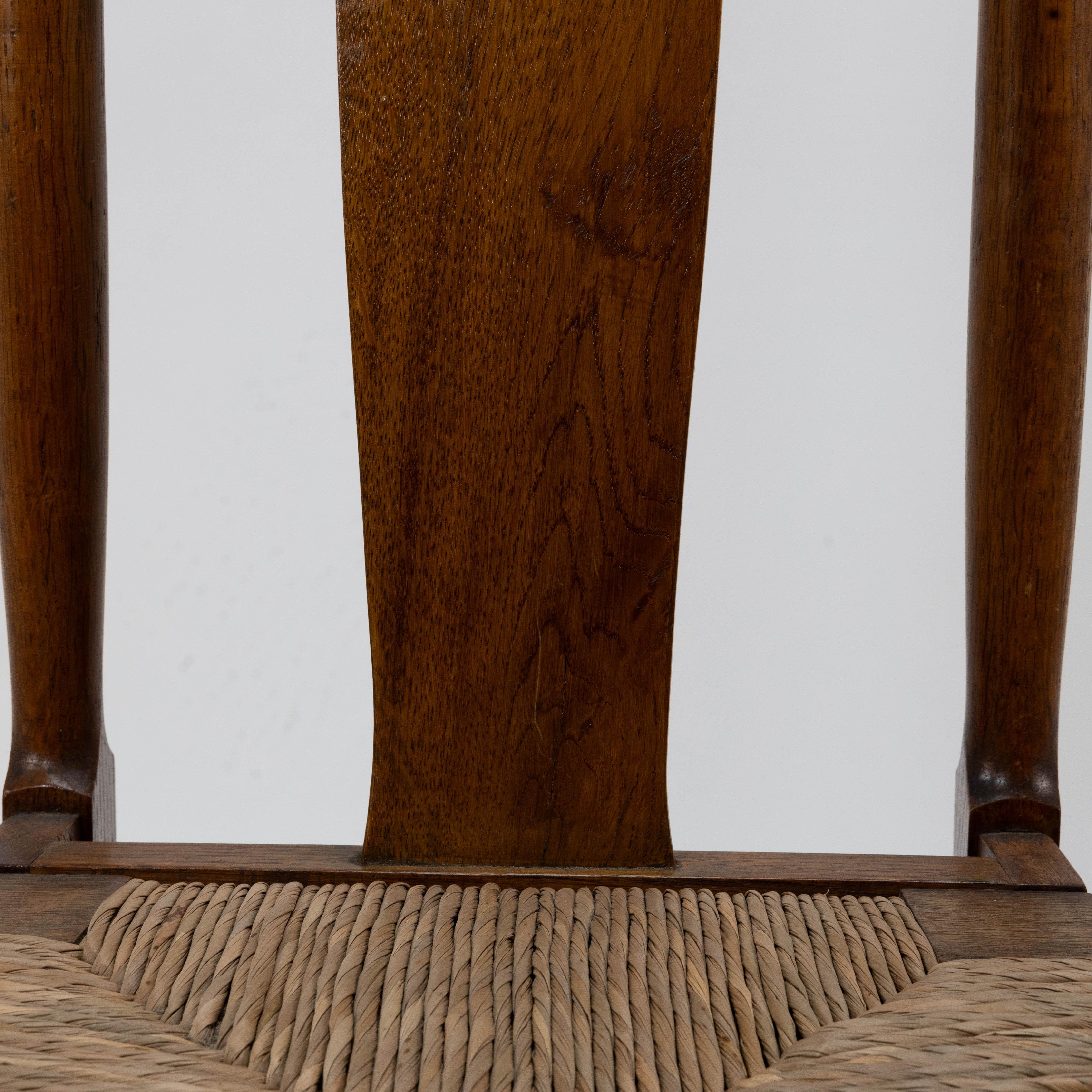 Shapland & Petter a Pair of Arts & Crafts Oak Dining Chairs with Pierced Hearts For Sale 2