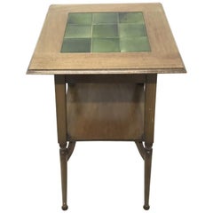 Shapland & Petter an Arts & Crafts Green Tile Top Plant Stand or Side Table