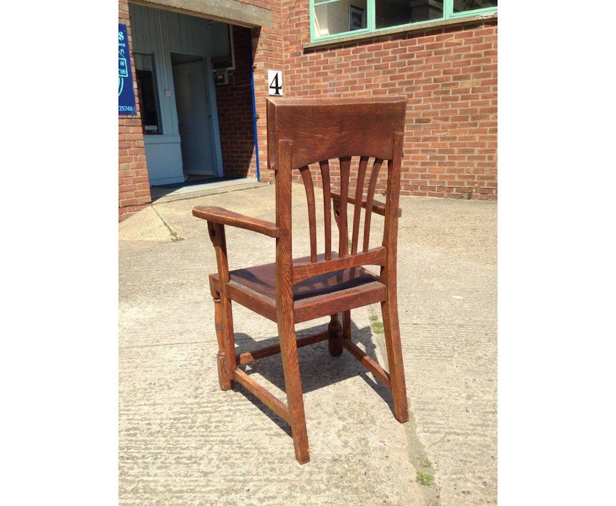 Early 20th Century Shapland & Petter Attri a Set of Eight English Arts & Crafts Oak Dining Chairs For Sale