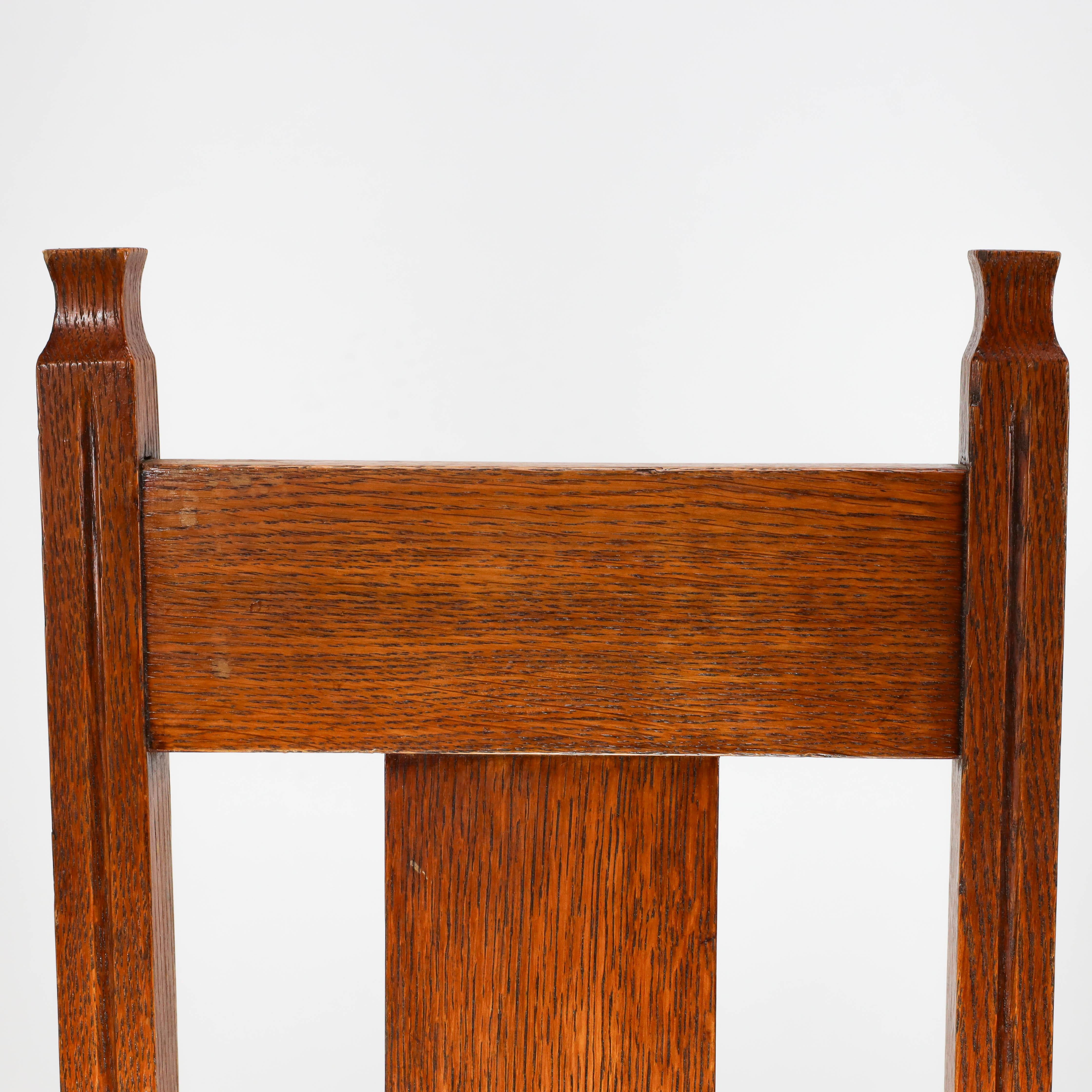 Shapland & Petter, estilo Baillie Scott de, silla con asiento de junco de roble Arts & Crafts en Bueno estado para la venta en London, GB