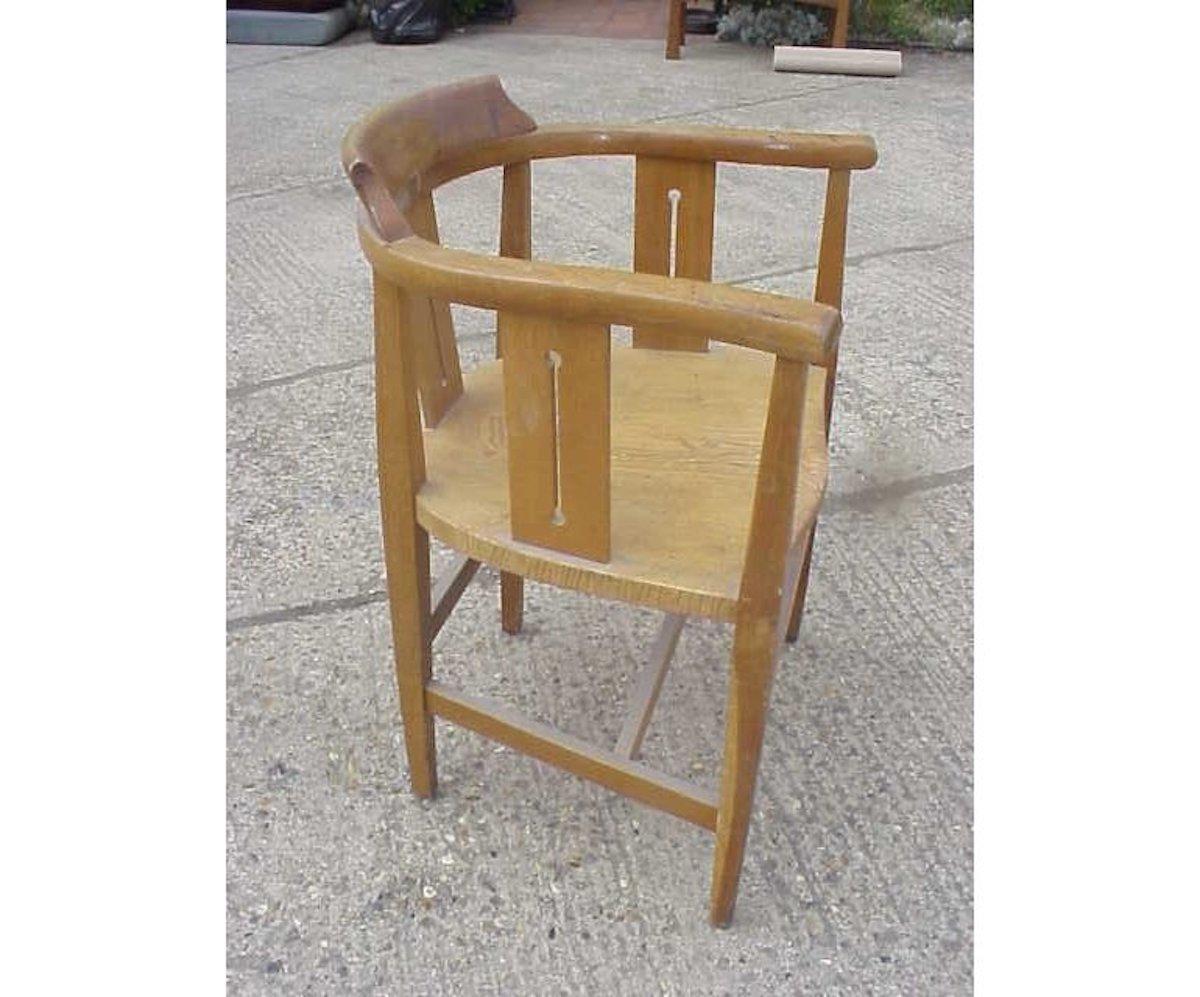 Arts and Crafts Shapland & Petter Eight Arts & Crafts Oak Armchairs with Shaped Headrest & Seats For Sale