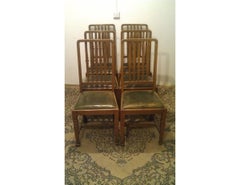 Shapland & Petter, Set of Six Arts & Crafts Oak Dining Chairs with Shaped Backs