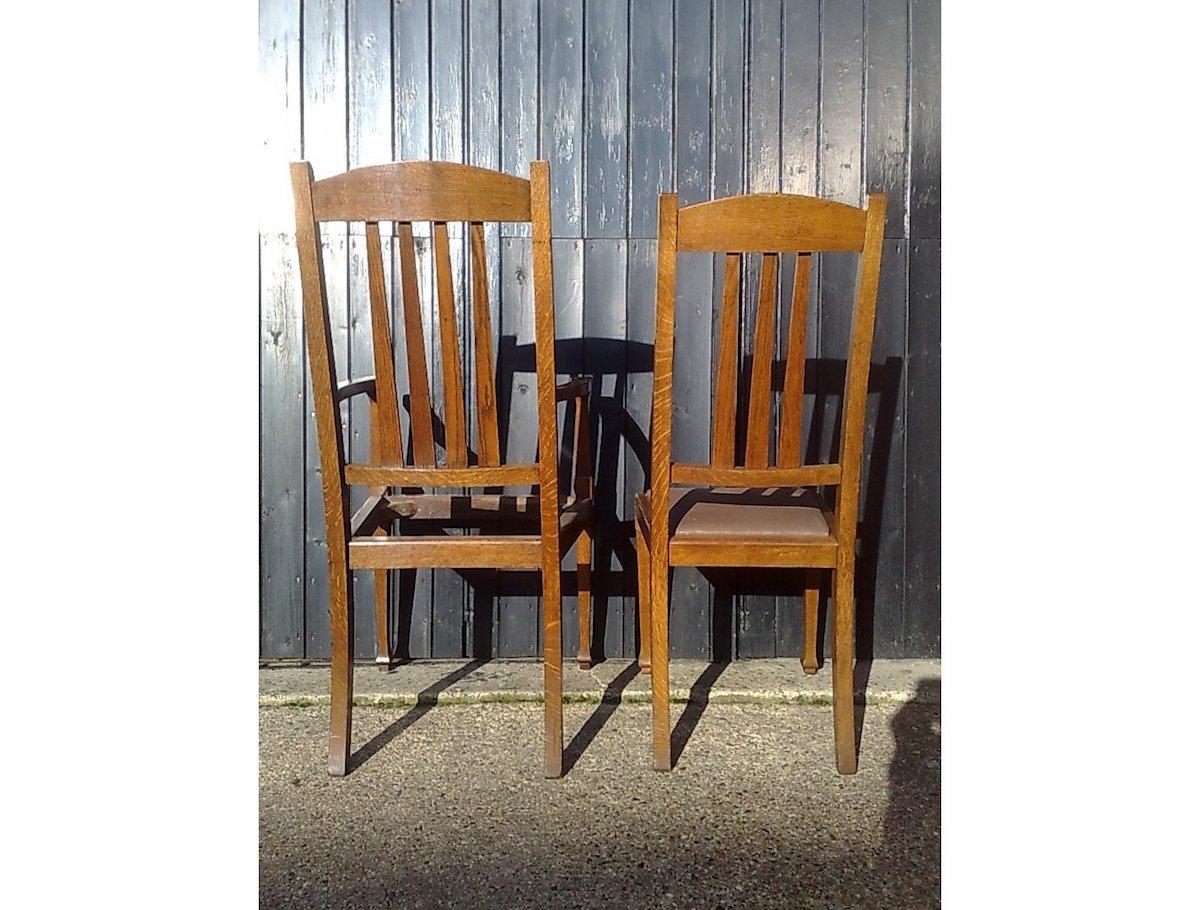 Shapland & Petter, Set Ten Arts & Crafts Oak Dining Chairs with Matching Settee For Sale 7