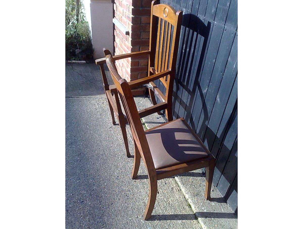 Shapland & Petter, Set Ten Arts & Crafts Oak Dining Chairs with Matching Settee For Sale 10