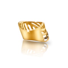 Anello contemporaneo in vermeil d'oro con diamanti neri