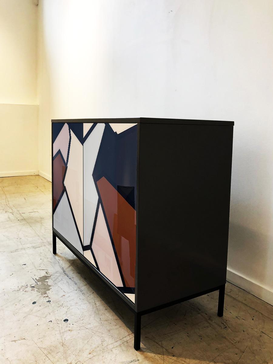 Modern Shard Cabinet No. 1 by Morgan Clayhall – Hand-Painted Abstract Artwork For Sale