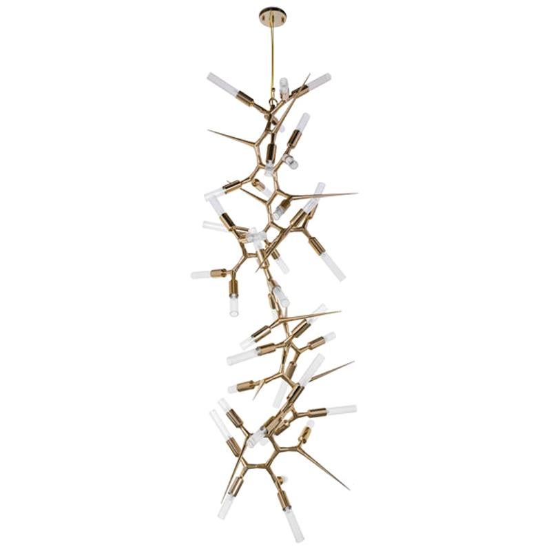 Modern Gold Plated Brass Shard Chandelier By Luxxu For Sale