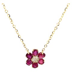 Share 14ct Yellow Sapphire 
Diamond Flower Pendant on 18" Chain