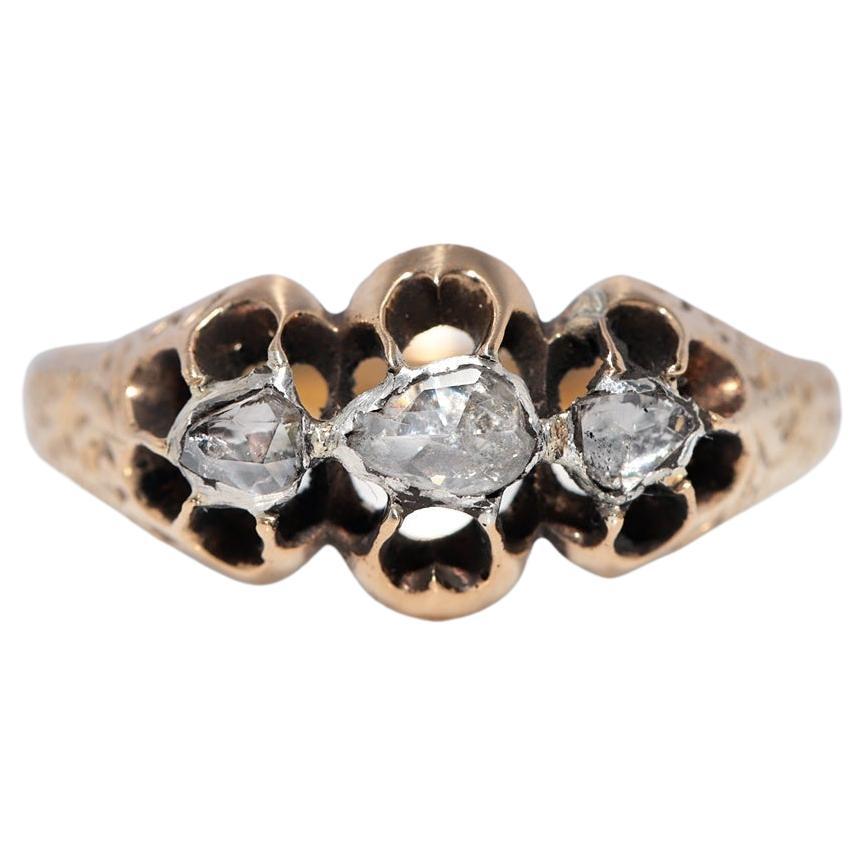 Share Antique Circa 1900s 18k Gold Natural Rose Cut Diamond Band Ring C churoazr For Sale