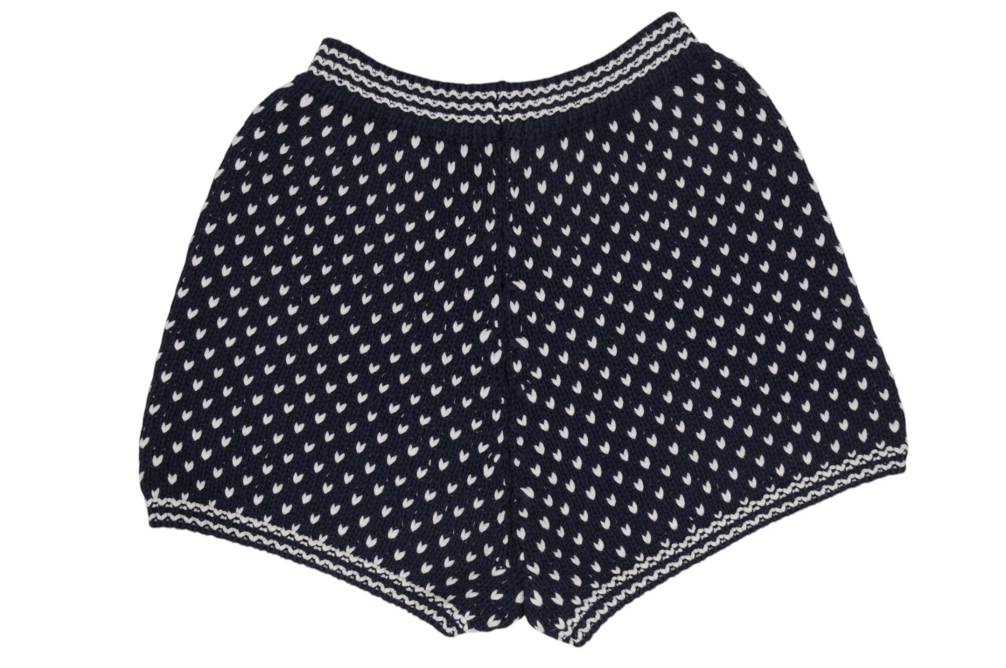 Teilen Loro Piana Frauen gewebte Jacquard-Strick-Baumwoll-Shorts US 8 IT 44 Blau Weiß B (Schwarz) im Angebot