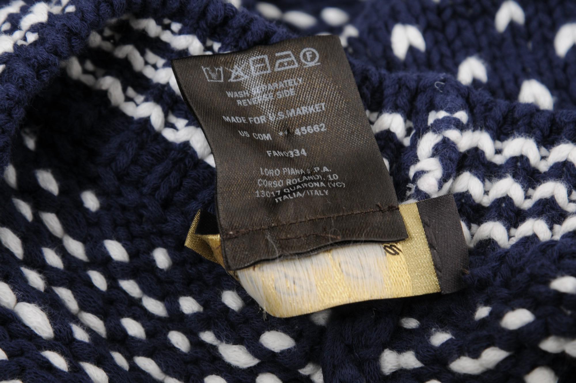 Teilen Loro Piana Frauen gewebte Jacquard-Strick-Baumwoll-Shorts US 8 IT 44 Blau Weiß B Damen im Angebot