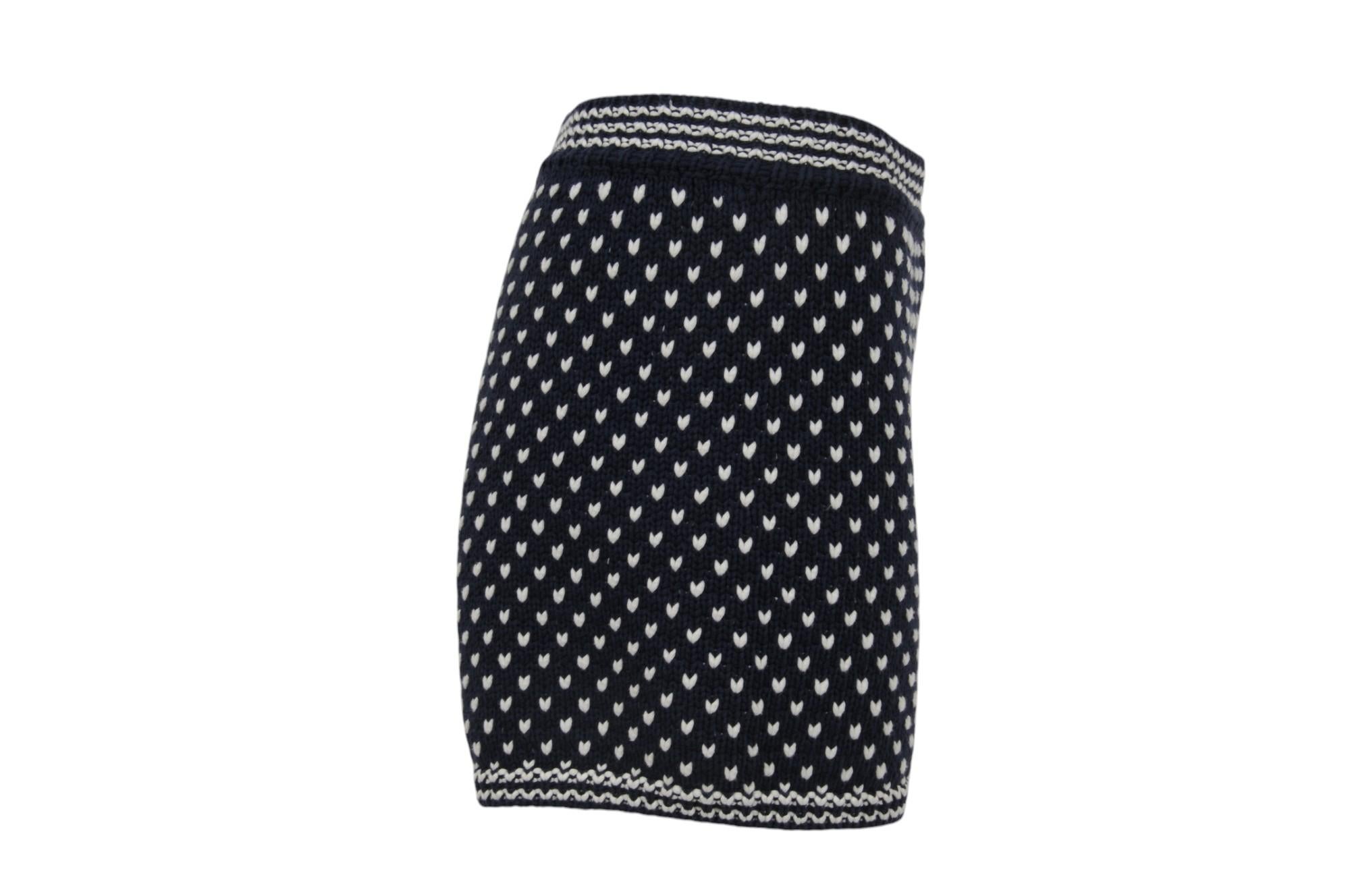 Teilen Loro Piana Frauen gewebte Jacquard-Strick-Baumwoll-Shorts US 8 IT 44 Blau Weiß B im Angebot 2