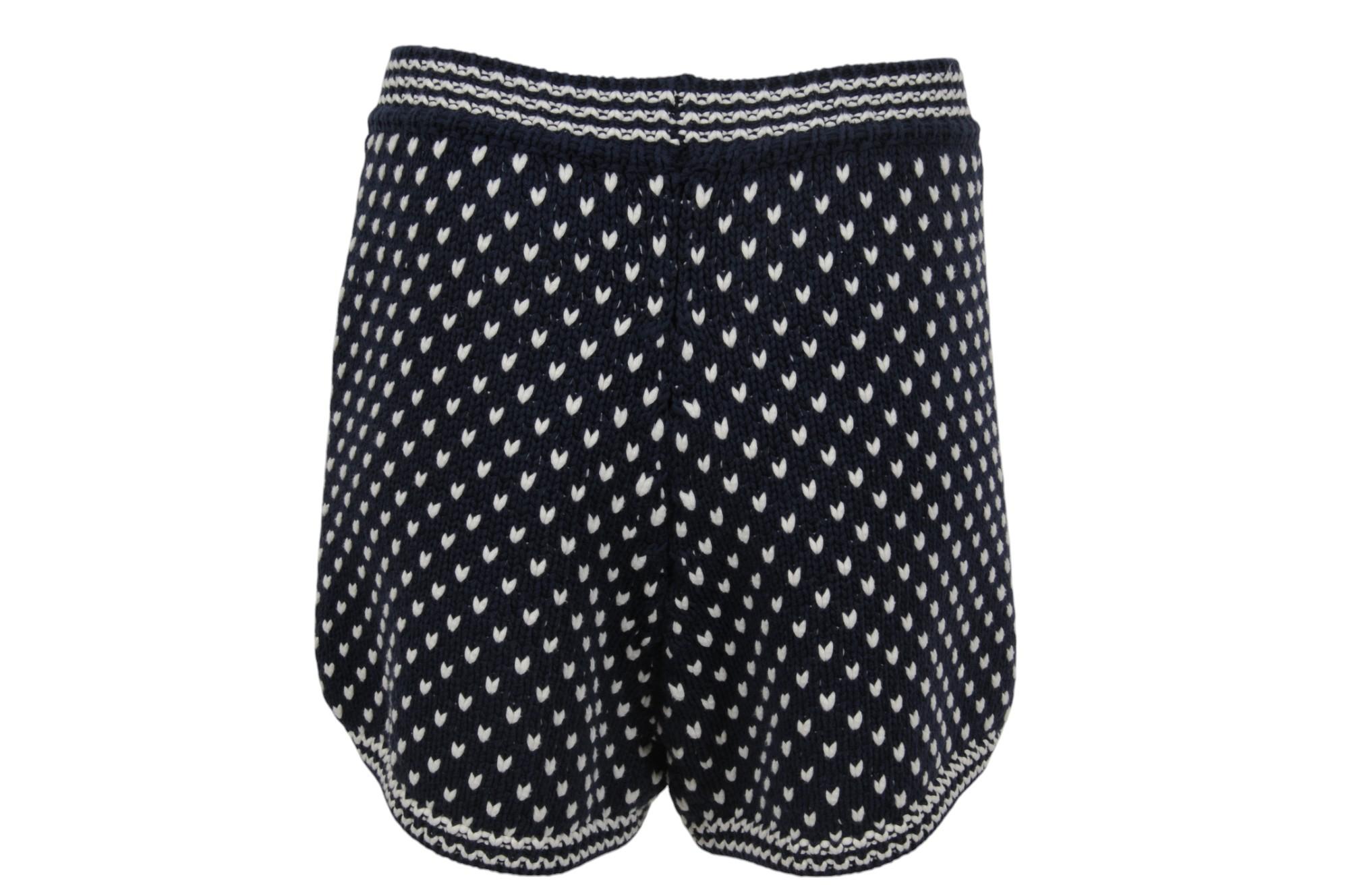 Teilen Loro Piana Frauen gewebte Jacquard-Strick-Baumwoll-Shorts US 8 IT 44 Blau Weiß B im Angebot 3