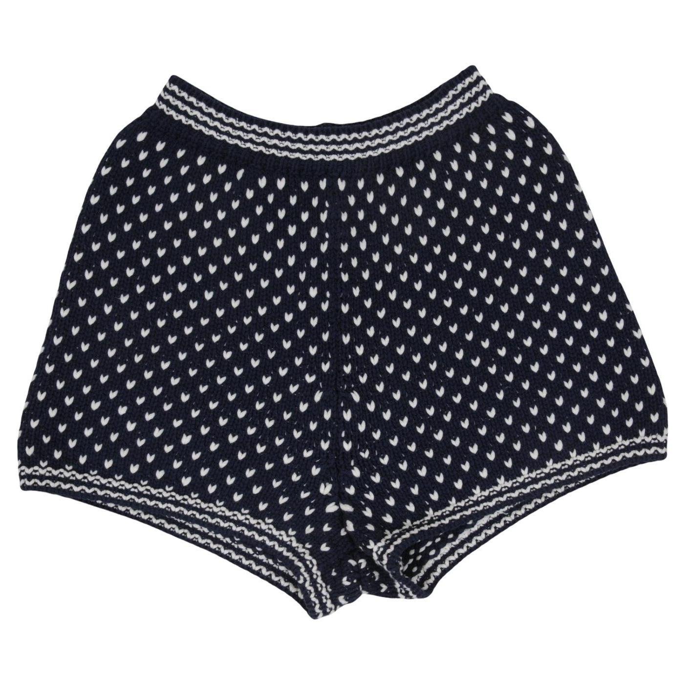 Share Loro Piana Women Woven Jacquard Knit Cotton Shorts US 8 IT 44 Blue White B