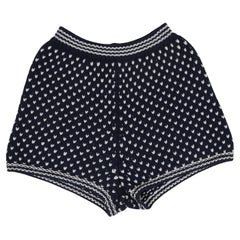 Share Loro Piana Women Woven Jacquard Knit Cotton Shorts US 8 IT 44 Blue White B.